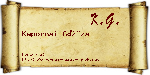 Kapornai Géza névjegykártya