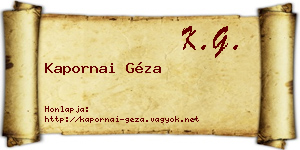 Kapornai Géza névjegykártya