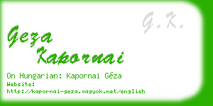 geza kapornai business card